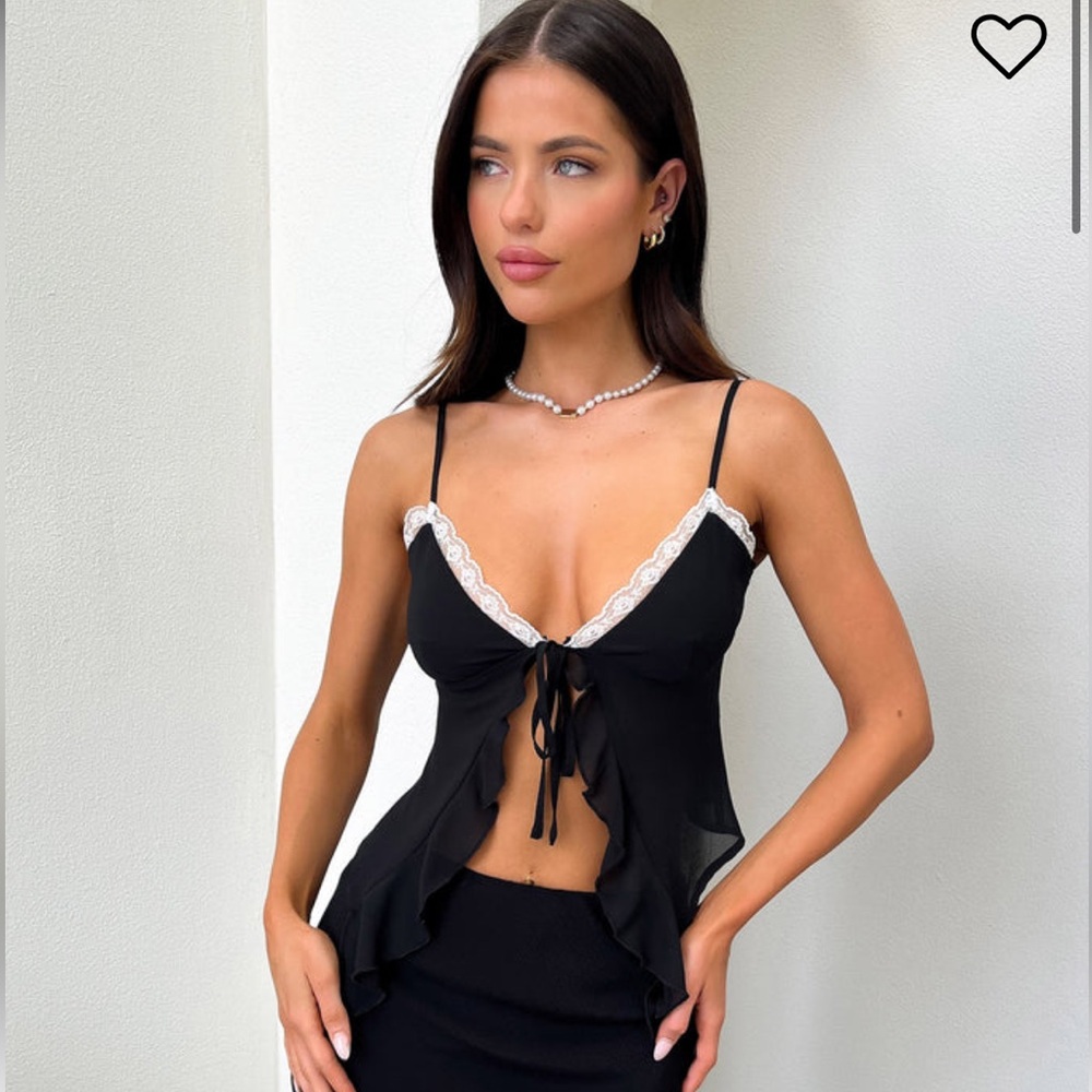 Black Lace Trim Camisole Top